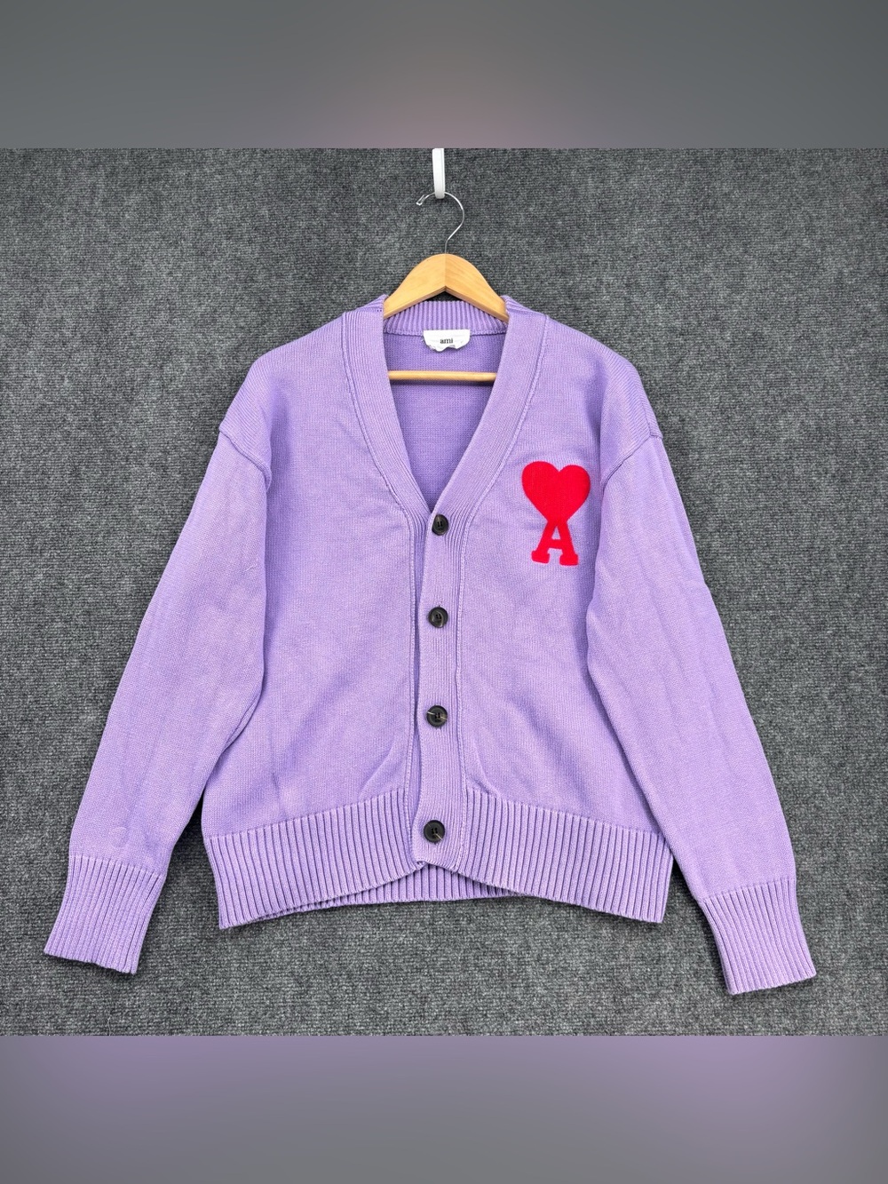 ami Alexandre Mattiussi Purple Cardigan Sweater Ivy League Luxury Preppy Size M